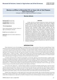 Topics include steam distillation the following is information on how to make your own essential oil as well as basic facts on how an you can use herbs, spices, flower petals, or citrus fruit rinds. Pdf Essential Oil Effect For Cutflowers Vase Life Longevity