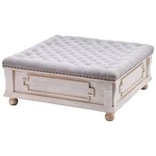 5% coupon applied at checkout. 38 Square White Wash Carved Wood Hand Tufted Ottoman Coffee Table
