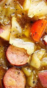 Cabbage Sausage And Potato Soup Do 1 2 Cabbage And Double Sausage Only 2 3 Portions No More Recipes Stew Recipes Soup Recipes