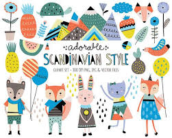 Cute Animals Clip Art Set Scandinavian Style Clipart Design Elements Unique Digital Clipart Animal Design Illustration Design Elements Scandinavian Style