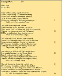 This Is The Poem Naming Of Parts Written By Henry Reed Poems Names Poetry