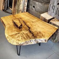 Really Nice Little Live Edge Spalted Maple Coffee Table Just Completed At Our Durham Region Shop Lots Of Epoxy Careful Sanding Coffee Table Rustic Wood Table