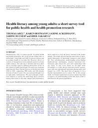 Pdf Health Literacy Among Young Adults A Short Survey Tool For Public Health And Health Promotion Research