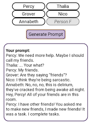 We did not find results for: I Dig This Random Prompt Generator Camphalfblood