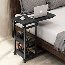 New Tribesigns Snack Side Table Mobile End Table Height Adjustable Bedside Table Laptop Rolling Cart C Shaped Tv Tray Storage Shelves Sofa Couch Black Onli In 2020 Furniture Overbed Table End Tables