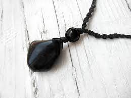Black Obsidian Necklace For Protection And Grounding Obsidian Pendant Drilled Crystal Black Crystal Pendant Mens Pendant Healing Stones Black Obsidian Necklace Obsidian Necklace Black Crystals