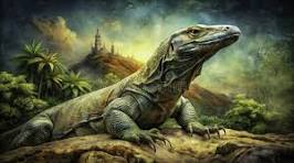 Una Imagen Panorámica Vintage De Un Temible Dragón Komodo ...