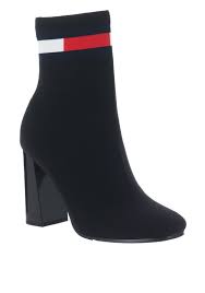 tommy hilfiger womens heeled sock boots black