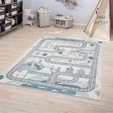 Kinderteppich spielteppich kinderzimmer teppich sternteppich sterne grau creme. Kinderzimmer Teppich Kinder Spielteppich Junge Madchen Strassen Motiv Grau Beige Ebay