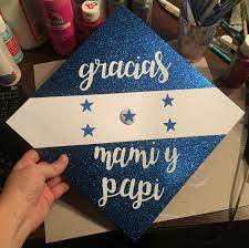 Glitter Graduation Cap Gracias Mami Y Papi Honduras Flag Topp College Graduation Cap Decoration High School Graduation Cap Decoration Graduation Cap Decoration