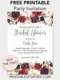 Marsala Floral Printable Bridal Shower Invitation Printables For Free Free Printable Wedding Invitations Wedding Invitations Printable Templates Printable Wedding Invitations