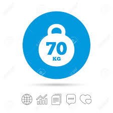 Weight Sign Icon 70 Kilogram Kg Sport Symbol Fitness Copy