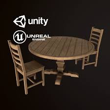 We feature kitchen and dining room furniture for casual meals, such as barstools that are great for the kitchen island or breakfast table that's a space saver. Wood Round Dining Table Chair Set Pbr Game 3d Asset