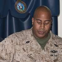 A reserve Sailor assigned to Navy Operational Support Center (NOSC) Los  Angeles takes in the advancement exam in the drill hall at NOSC Los  Angeles.