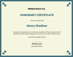An honorary doctorate is a high level academic recognition granted by a university to a recipient without completion of the normal requirements for that degree. 14 Free Honorary Certificate Templates Customize Download Template Net