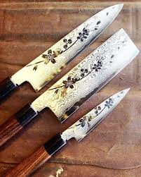 Etched Damascus I Ve Seen Thousands Of Blades But These Are The Prettiest Kitchen Knives I Ve Seen Kitchen Knives Japanese Kitchen Knives Knife