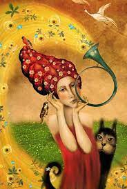 ona i ee kot vystavka k zhenskomu dnyu 8 marta prichudlivoe iskusstvo fentezi risunki vdohnovlyayushee iskusstvo