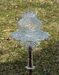 Clear Glass Garden Totem Tm43 Etsy Glass Garden Art Glass Garden Garden Totem