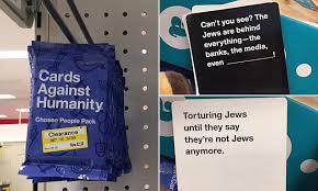 Each round, one player asks the group a question from a black card, and then everyone answers it with their funniest white card. Cards Against Humanity Chosen People Pack Removed Daily Mail Online