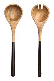 Couverts A Salade En Bois Noir Beige Home All H M Fr Couvert Bois Bois Tourne
