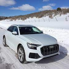 The New Audi Q8 Kelley Blue Book On Instagram Here S Another Shot Of Audi S New Q8 Looking Good In Glacier White Those Are 21 Blue Books Kelley Blue Audi