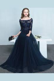 Dark Blue Evening Dress Prom Dresses Long Evening Dress Lace Long Evening Dress Lon Prom Dresses Long With Sleeves Prom Dresses Blue Dark Blue Prom Dresses