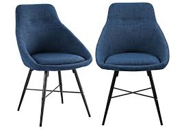 Keegan modern fabric dining chair (set of 2) by christopher knight home. Mid Century Modern Dining Chair Set Of 2 Blue W Metal Legs By Walker Edison