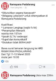Info lowongan kerja terbaru 2021 untuk lulusan sma smk d1 d2 d3 s1 semua jurusan advertising : Lowongan Kerja Ramayana Padalarang Tingkat Sma Smk Update 2020 Terbaru 2021