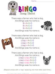 Bingo Was His Name O Lyrics Bingo Song Sheet Songs Songs For Toddlers Bingo Dog Song