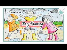 And there are very few easy drawings for beginners better visit tutorial. Children Playing In Rain Easy Drawing Dunia Belajar