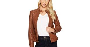 Cole Haan Leather Racer Jacket With Quilted Panels Women S Jacket Chestnut Leather Jackets Women Jackets For Women Womens Casual Outfits