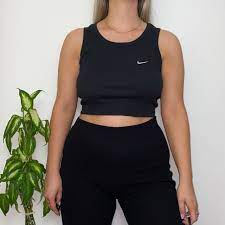 Vintage Reworked Nike Black Swoosh Tank Crop Top Etsy Uk