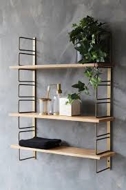 Adjustable Brass Wood Wall Shelf From Rockett St George Wood Wall Shelf Wooden Wall Shelves Kitchen Wall Shelves