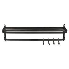 Porte Manteau Mural Metal Noir 4 Crochets Et Etagere Farringdon Porte Manteau Mural Porte Manteaux Deco Salle De Bain