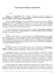 O valoare crescută a inr (și, în mod similar, o scădere a. Timpul Quick De Protrombina