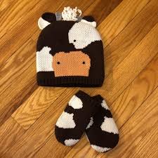 Decorate your home with buffalo hide robes and all natural cowhide area rugs. Accessories Nwot Knit Cow Hat Mitten Set Poshmark