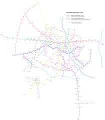 In 2001, about 702 sq km of area was estimated to have been built up, accommodating about 138 lakh population. File Delhi Metro Masterplan Line Wise Png Wikipedia