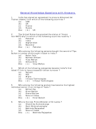 Multiple choice general knowledge quiz questions and answers on tamil nadu. General Knowledge Questions With Answers Blackberry Government Of India