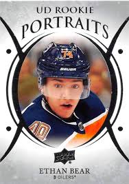 Ethan bear (born june 26, 1997) is a canadian professional ice hockey defenceman currently playing for the edmonton oilers in the national hockey league (nhl). Amazon Com 2018 19 Upper Deck Hockey Ud Rookie Portraits P 74 Ethan Bear Edmonton Oilers Official Nhl Rc Card Collectibles Fine Art