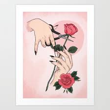 Senelerdir bi gün oturayım da ay işığında saklıdır filminin müziklerini çıkarayım bi köşeye diyorum. Morticia Addams Trims The Roses Art Print By Littlesisternc Society6