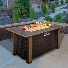 Regardless of the name, all of our fire pit glass is safe to use with either natural gas or propane. Serenelife Outdoor Propane Gas Fire Pit Table 50 000 Btu Auto Ignition Gas Firepit With Glass Wind Guard Black Tempered Glass Tabletop Clear Glass Rock Wayfair Ca
