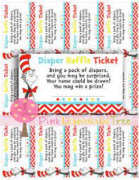 Dr Seuss Cat In The Hat Diaper Raffle Tickets By Pinklemonadetree 3 00 Seuss Baby Shower Diaper Raffle Ticket Printable Dr Seuss Party Ideas