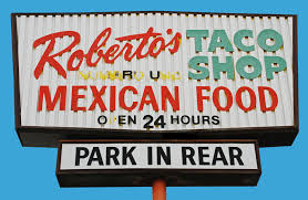 On the street of north highway 101 and street number is 445. Roberto S Taco Shops Classic San Diego