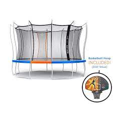 Camp out in your backyard. Official Sky Zone X Vuly 14 Foot Trampoline And Basketball Hoop Self Closing Door Blue Walmart Com Walmart Com