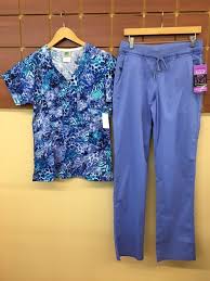 New Ceil Blue Print Scrubs Set With Small Top Med Couture Small Tall Pants Nwt Fashion Clothing Shoes Accessories Uniformsw Tall Pants Scrubs Scrub Sets