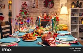 For a longer table, try using 3 smaller rectangular boxes and spacing them out to create a. Christmas Table Image Photo Free Trial Bigstock
