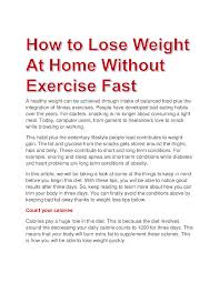 lose weight at home without exercise