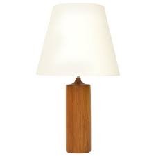 Bronze table lamp with natural linen shade. Tall Vintage Danish Solid Teak Table Lamp For Sale At 1stdibs
