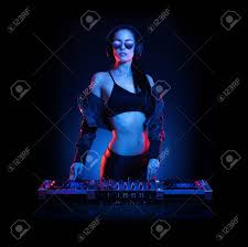Gorgeous Young Female Dj In Colorful Stage Lighting Stock Photo Picture And Royalty Free Image Image 110953347