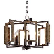 6 Light Aged Bronze Pendant With Wood Accents With Images Wood Accents Rustic Pendant Lighting Home Decorators Collection